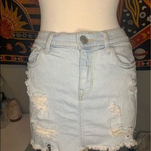 Distressed Jean Mini Skirt